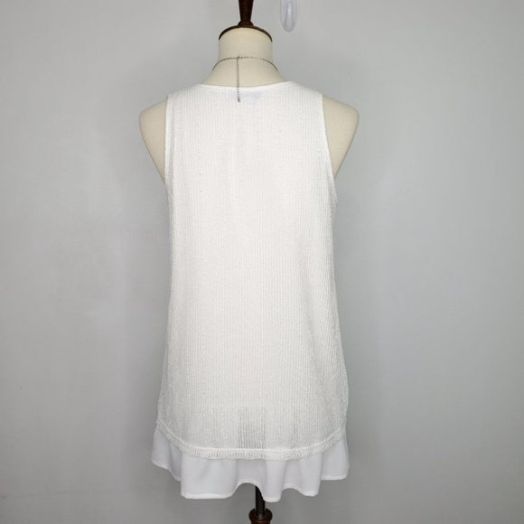 Simply Noelle Off White Layered Bottom Ruffle Sequins Top Blouse,  S/M (8-10) - Picture 7 of 15